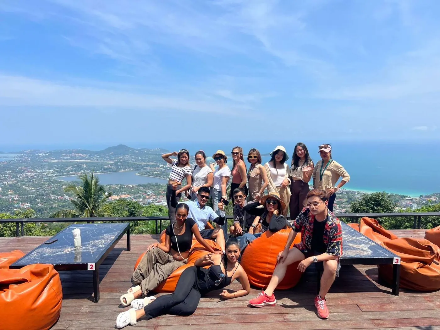 Private tour Koh Samui: a group of guests at a hilltop viewpoint over the coast